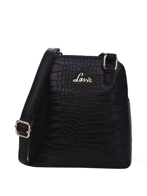 Lavie Black Textured Medium Sling Handbag