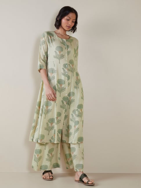 Zuba by Westside Mint Floral-Patterned A-Line Kurta Price in India
