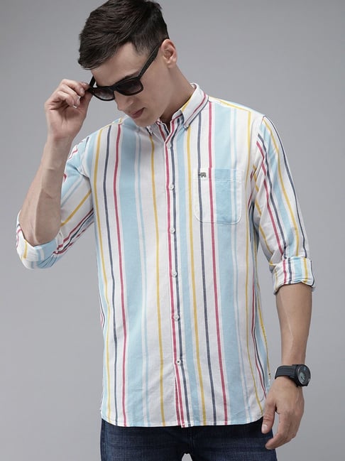 The Bear House Multicolor Cotton Slim Fit Striped Shirt