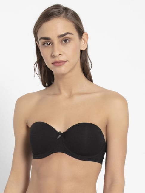 Jockey Fe52 Black Under-Wired Padded Full Coverage Tube Bra With Ultra-Grip  Support Band