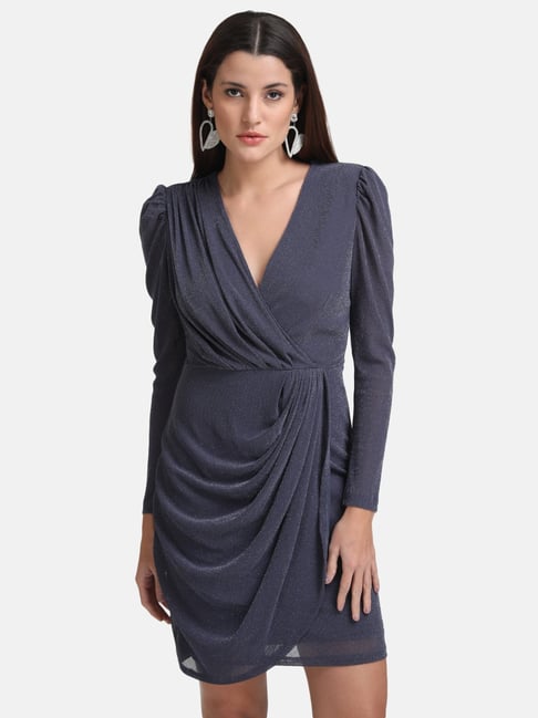 Kazo Dusky Blue Wrap Dress Price in India