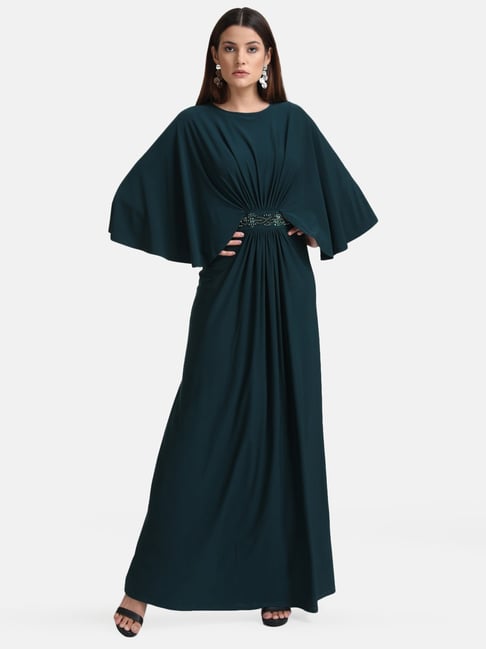 Kazo Dark Green Embellished Maxi Dress Price in India