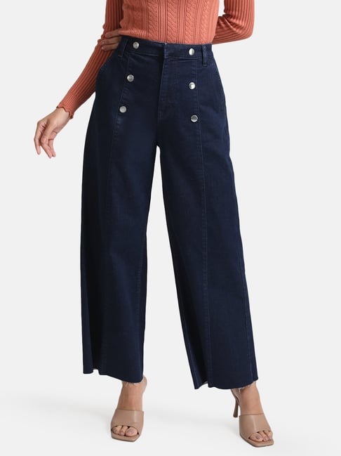 Buy Mast & Harbour Women Wide Leg Mid Rise Cargo Styled Stretchable Jeans -  Jeans for Women 21285982 | Myntra