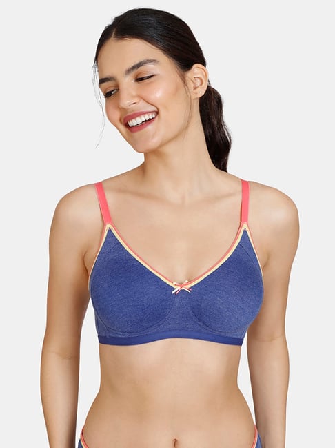 Buy Zivame Blue Half Coverage Double Layered T-Shirt Bra for