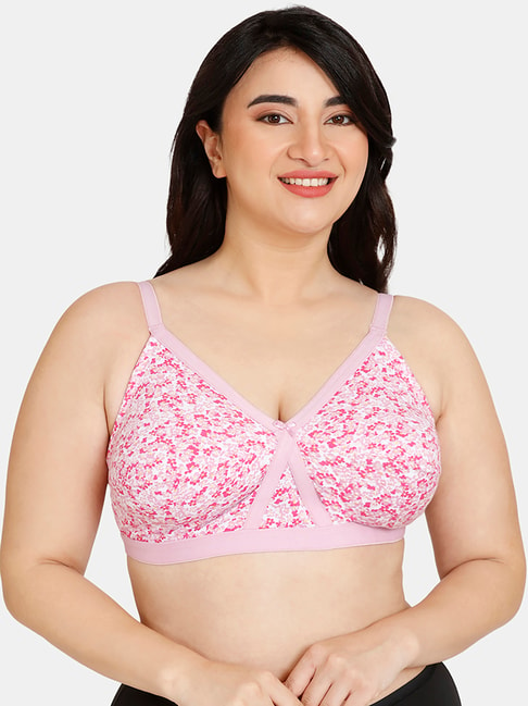 Rosaline by Zivame Pink Printed Full Coverage Double Layered Bra