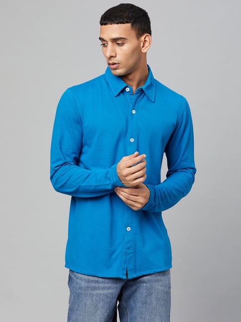 Club York Blue Regular Fit Shirt