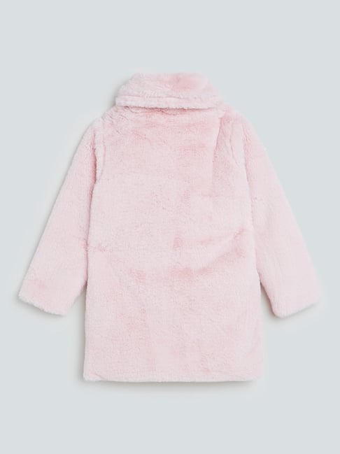 HOP Kids by Westside Light Pink Faux-Fur Long coat Jacket
