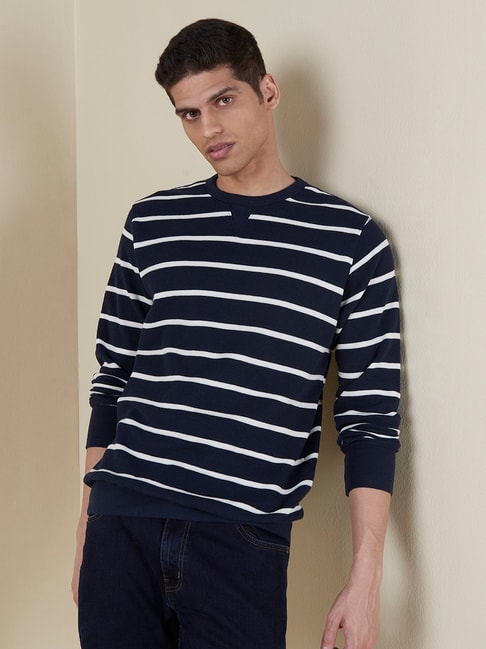 WES Casuals by Westside Navy Striped Slim-Fit Sweater