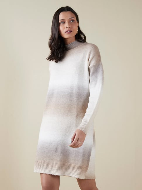 LOV by Westside Beige Ombre Knitted Dress Price in India