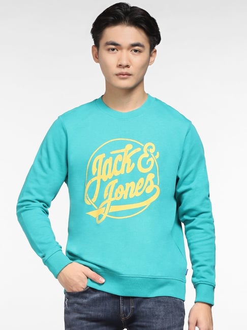 Indiamart Jack And Jones Mens Hoodies Teal Blue Sweatshirt Men Buy