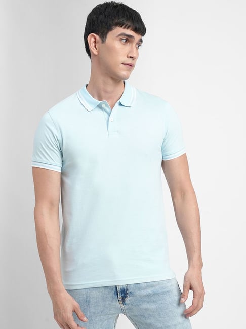 Jack & Jones Blue Cotton Slim Fit Polo T-Shirt