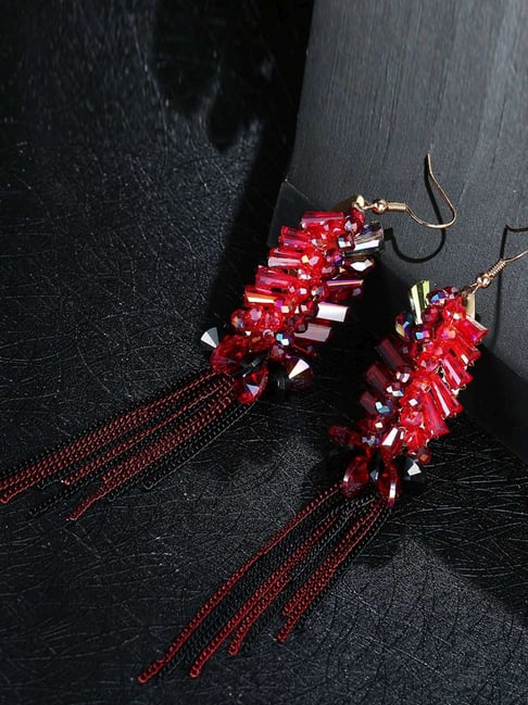 Red Black Lion Handcrafted Crochet Earrings