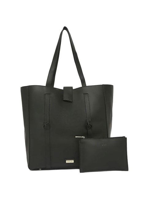 Buy IYKYK Black Solid Medium Tote Handbag Online At Best Price