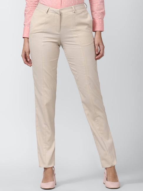 Buy Van Heusen Beige Regular Fit Trousers for Women Online @ Tata CLiQ