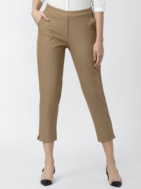 Buy Beige Colour Cotton Trousers for Women  Regular Fit Trousers  Naariy
