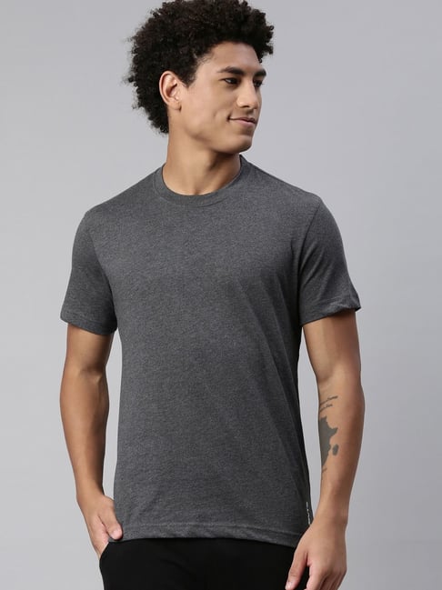 Levis Levi's Dark Grey Melange Cotton Regular Fit T-Shirt