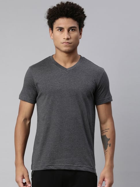 Levis Levi's Dark Grey Melange Cotton Regular Fit T-Shirt