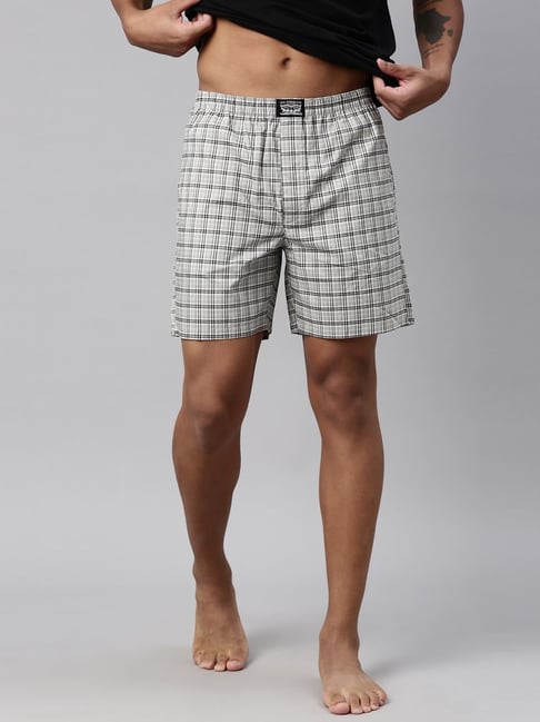 Levi's Grey Cotton Regular Fit Checks Boxers-picture-23