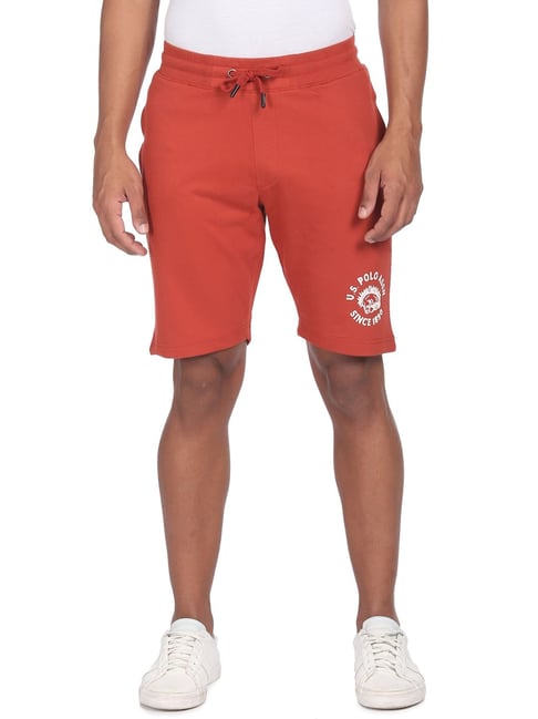 U S Polo Assn U.S. Polo Assn. Denim Co. Brick Red Regular Fit Printed Shorts