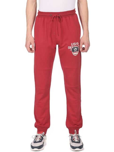 U S Polo Assn U.S. Polo Assn. Denim Co. Red Regular Fit Logo Printed Joggers