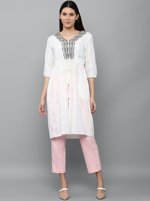 Allen Solly Off White Embroidered Tunic