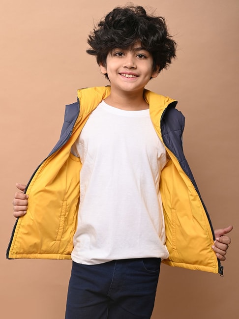 LilPicks Kids Navy & Yellow Regular Fit Reversible Jacket