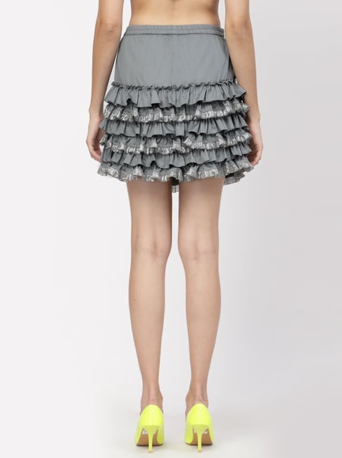 Lela Grey Cotton Skater Skirt