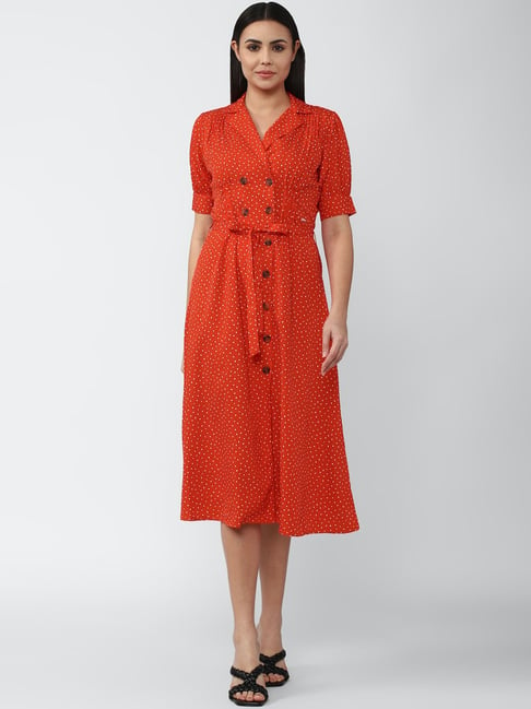 Van Heusen Red Printed Midi Dress Price in India