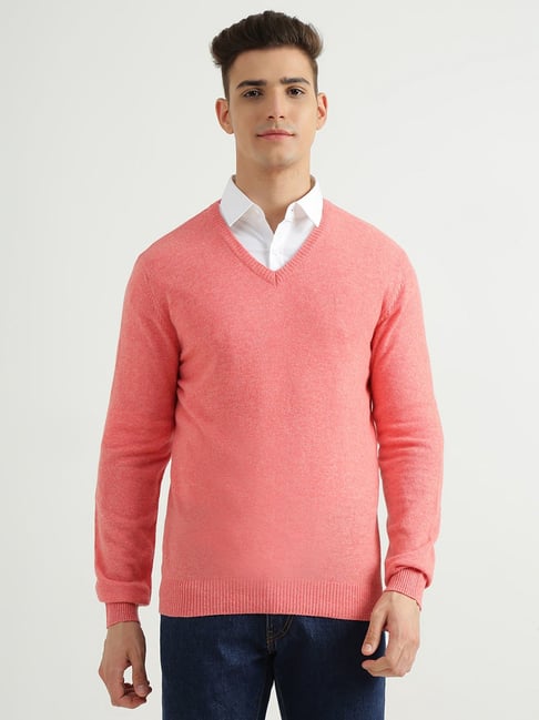 United Colors of Benetton Pink V Neck Regular Fit Sweater