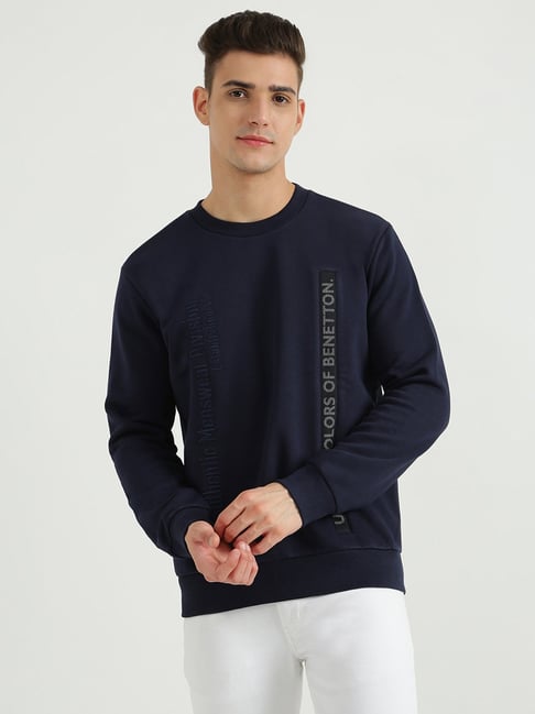 United Colors of Benetton Navy Regular Fit Round Neck Sweatshirt