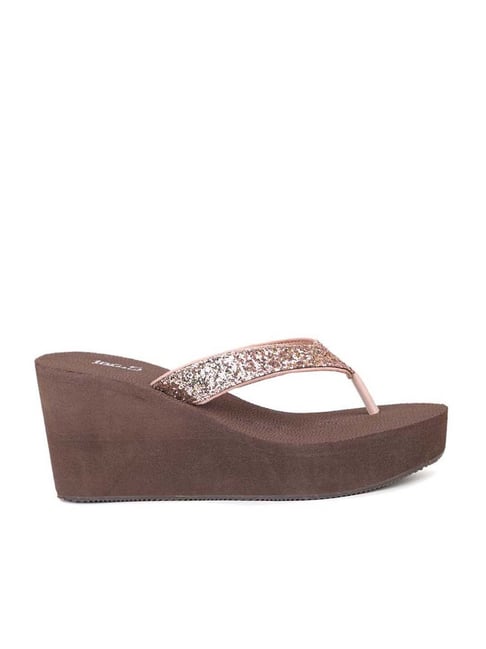 Inc 5 Inc.5 Women's Rose Gold Thong Wedges