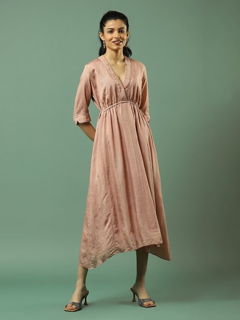 aarke Ritu Kumar Pink Embellished High-Low Dress Price in India