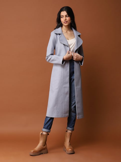 Buy aarke Ritu Kumar Grey Embellished Trench Coat for Women's