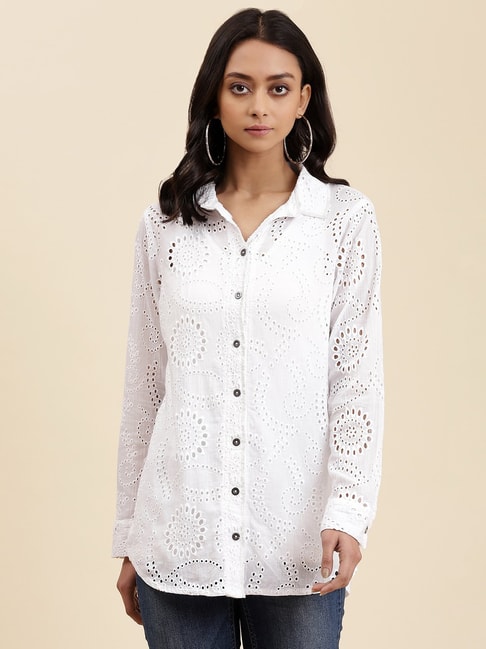 aarke Ritu Kumar White Embroidered Shirt Price in India