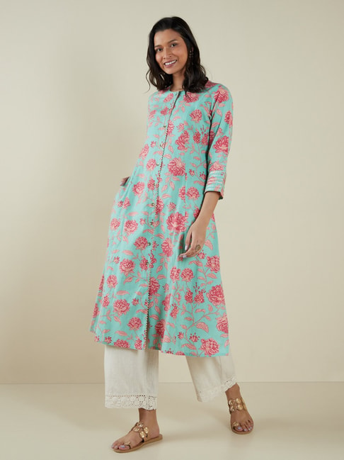 Utsa by Westside Multicolour Floral-Patterned A-Line Kurta Price in India,  Full Specifications & Offers | DTashion.com