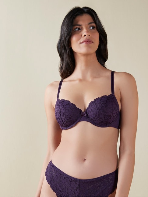 Wunderlove Purple Lace Padded Underwired Bra  Ladies-Girls-Women-Online--India @ Cheap Rates Apparel-Free  Shipping-Cash on Delivery
