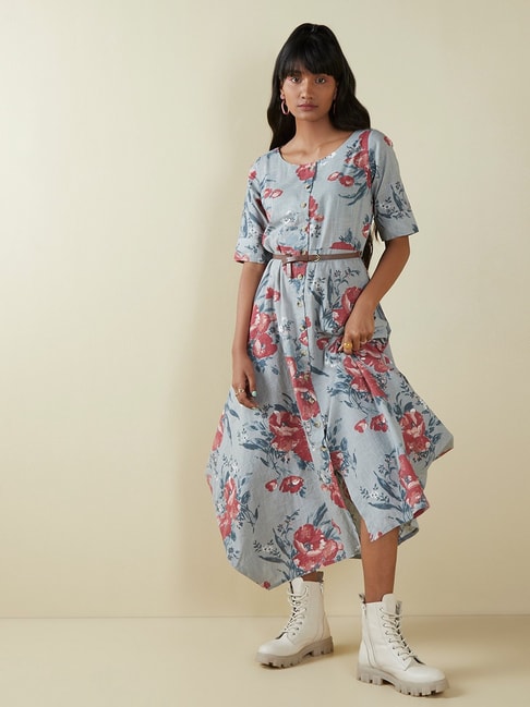 Buy Bombay Paisley Rust Paisley Printed Buttoned Down Dress from Westside