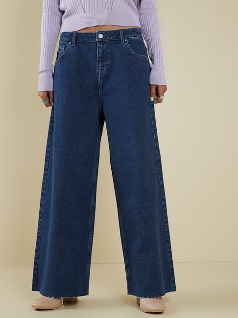 Nuon by Westside Dark Blue High-Waisted Jeans