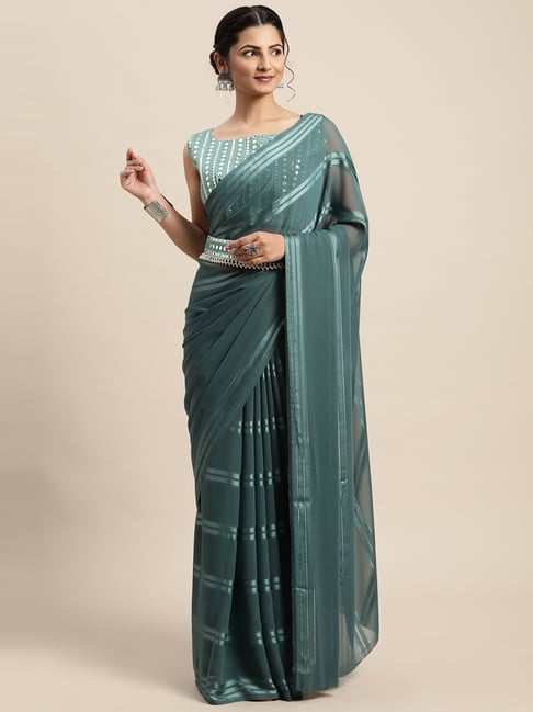 Saree Mall Green Saree With Unstitched Blouse Price in India