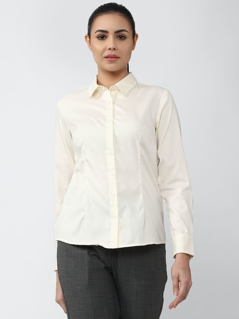 Van Heusen Beige Cotton Regular Fit Shirt Price in India