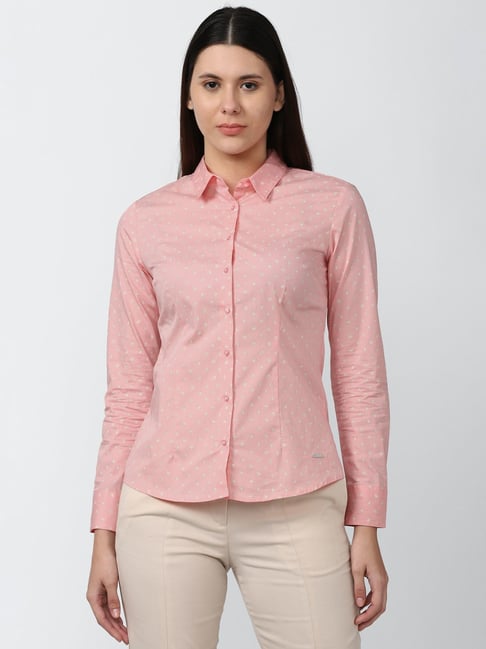 Van Heusen Pink Cotton Printed Shirt Price in India