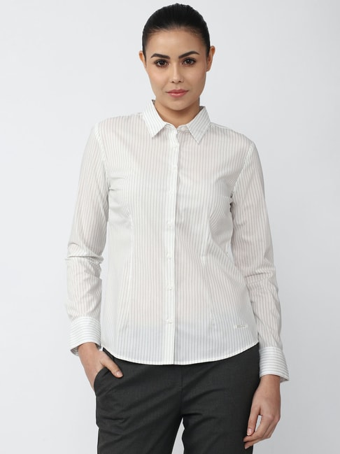 Van Heusen Off White Striped Shirt Price in India