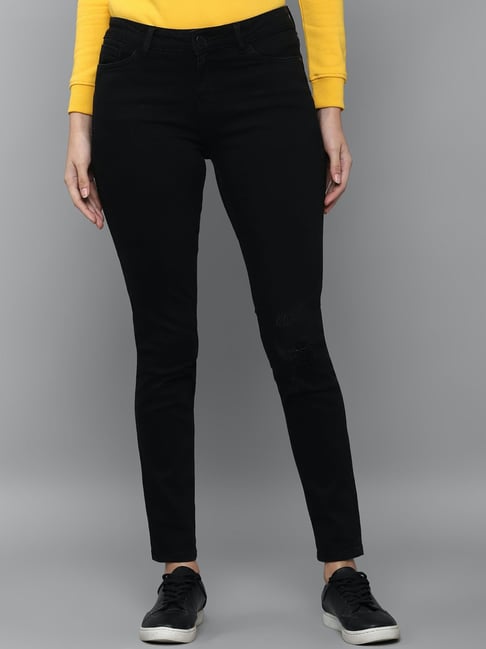 Allen Solly Black Cotton Slim Fit Dark Wash Jeans-picture-26
