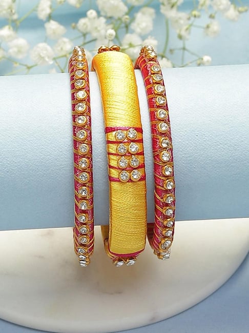 Biba Yellow Fuschia Round Bangle Set of