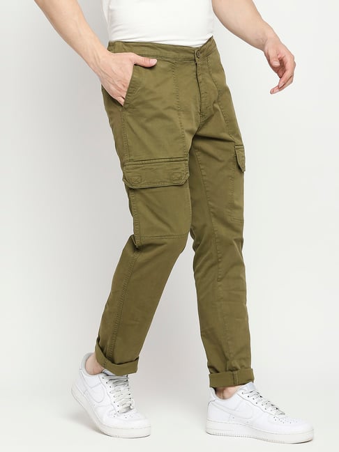 Buy Spykar Green Slim Fit Cargos for Men's Online Tata CLiQ
