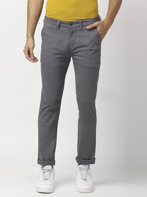 Pepe Jeans Grey Cotton Slim Fit Chinos