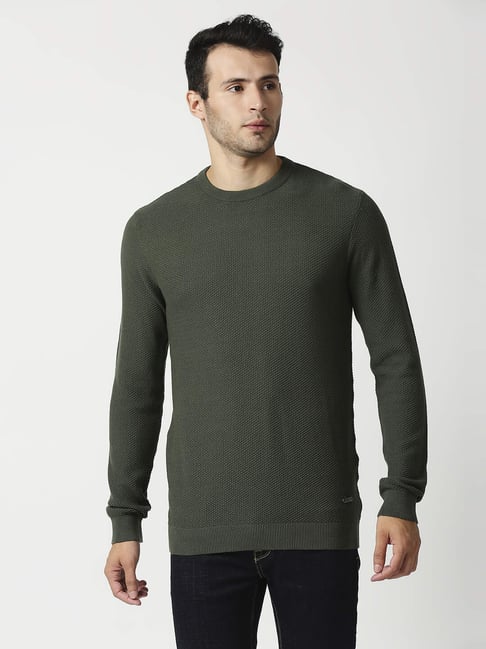 Pepe Jeans Green Cotton Regular Fit Sweaters