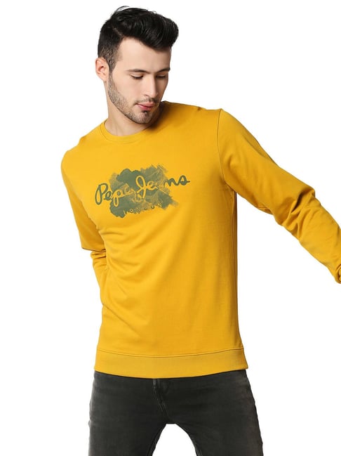Buy Pepe Jeans Yellow Cotton Regular Fit Printed Sweatshirts for