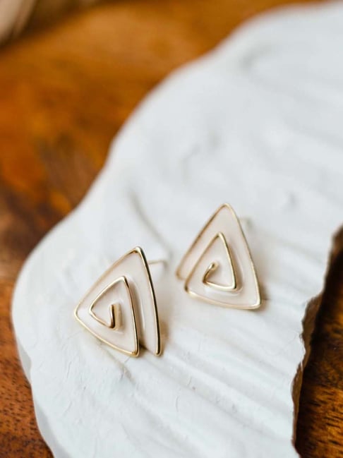 Fashka Snowy Maze 

 White & Golden Stud Earrings