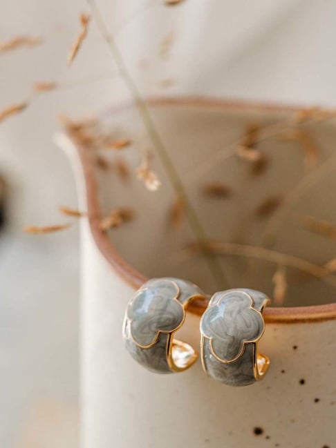 Fashka Crescent Grey Hoop Earrings-picture-17